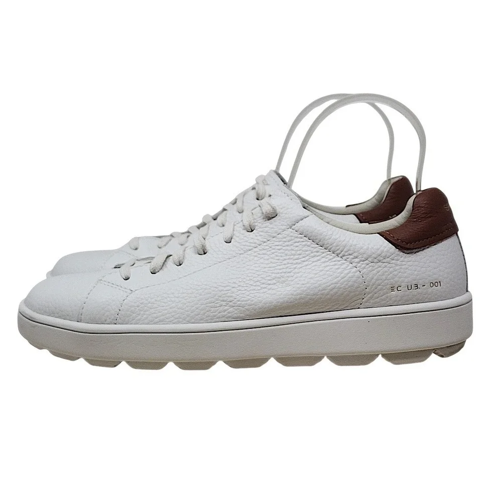 Geox Spherica Sneakers 7 Men White Leather Respira Low Top Shoes Trainers Skater